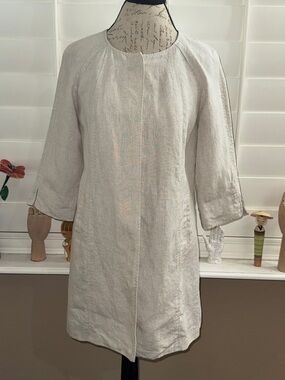 Talbots Irish Linen Duster Coat Natural Cream